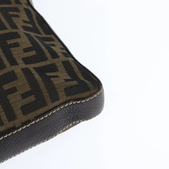 FENDI Zucca Canvas Celeria Shoulder Bag Black Brown Auth 150078 - Picture 4 of 16